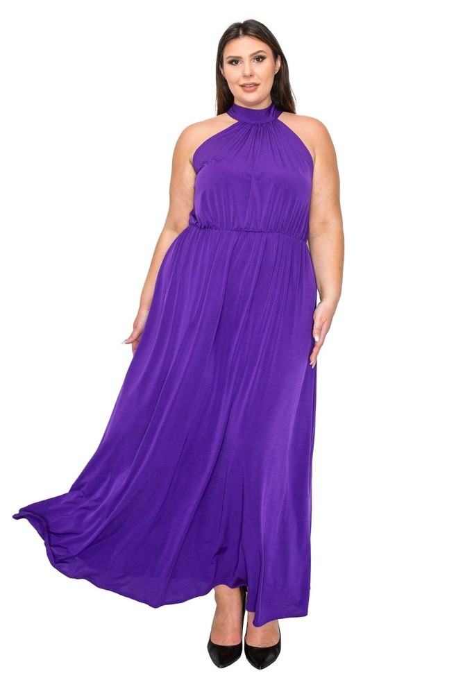 PLUS SIZE Halter Neck Maxi Dress 2