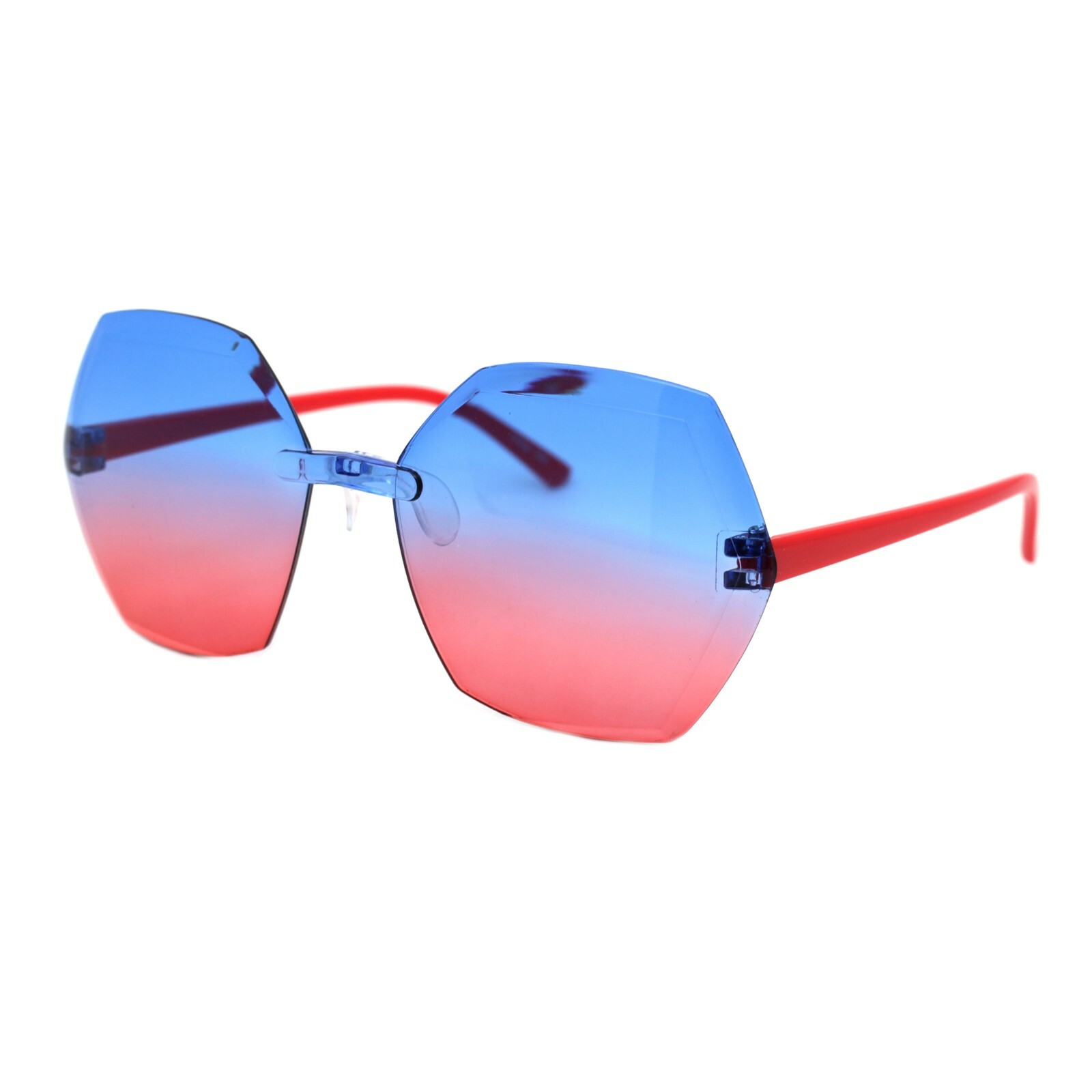 Girls Fashion Sunglasses Stylish Oversized Rimless Hexagon Shape Shades