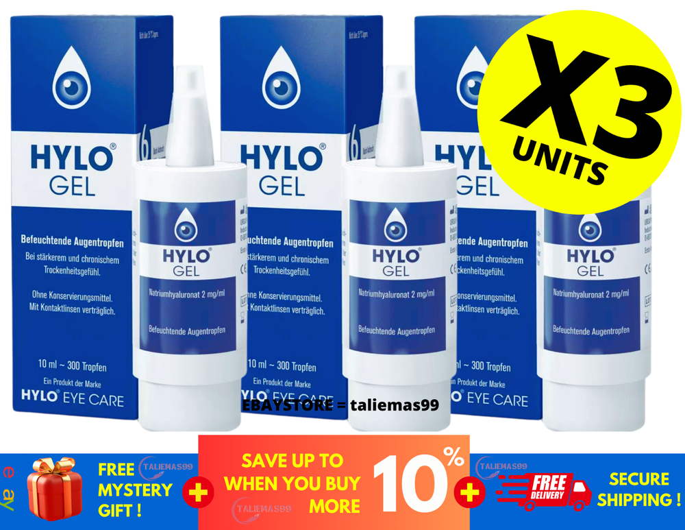 HYLO GEL EYE DROPS 10ML ( X 3 )