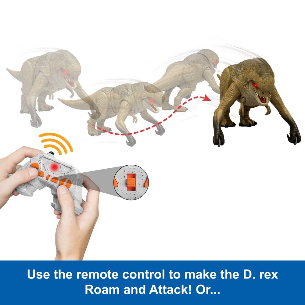 Jurassic World Rebirth Track N Chomp Distortus Rex & Vehicle, Remote Control
