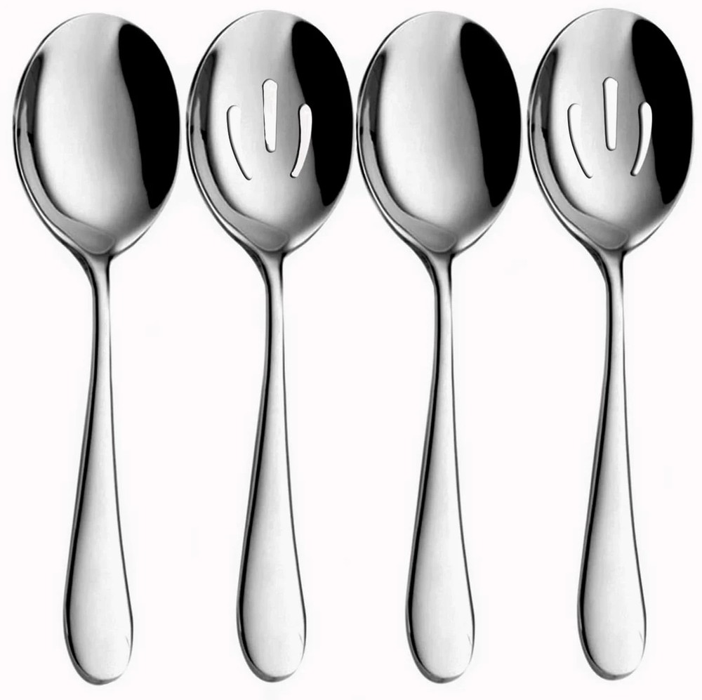 4-Piece Serving Spoon Set - Includes 2 Serving Spoons and 2 Slotted Spoons, Larg