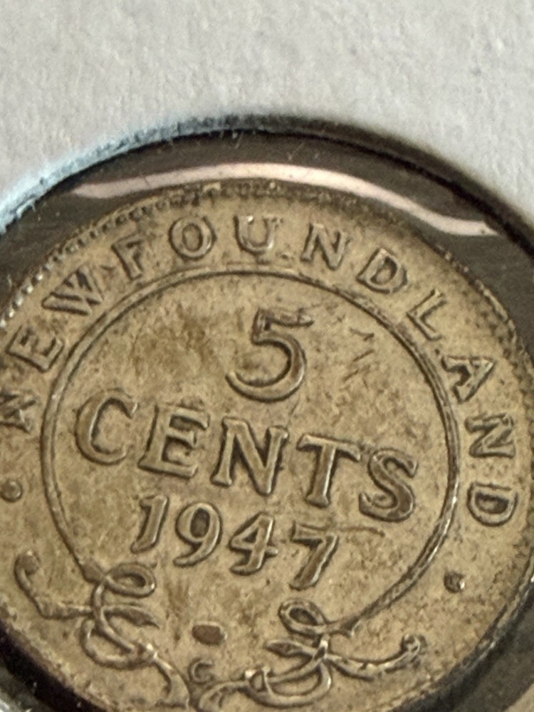 1947 C Newfoundland 5 Cents Silver Nice Grade