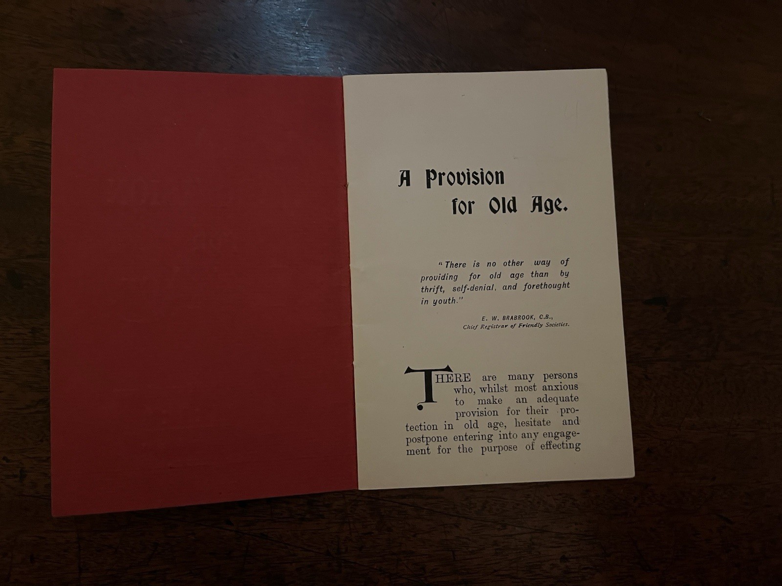 1890s Provident Association “A Provision for Old Age” Investment Booklet