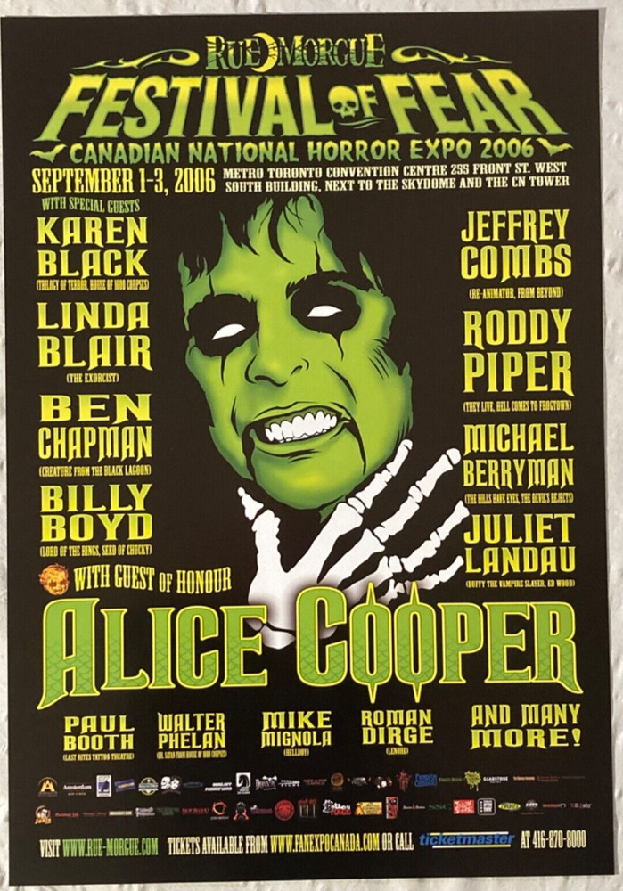 Alice Cooper ‘06 Poster Festival Of Fear 2-Sided Toronto Chinese Torture Theatre