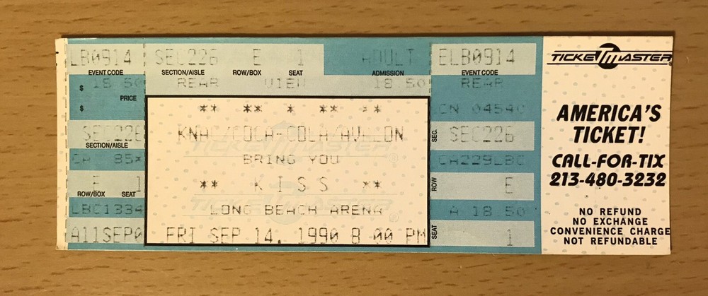 1990 KISS / WINGER HOT IN THE SHADE TOUR LONG BEACH CONCERT TICKET STUB E1