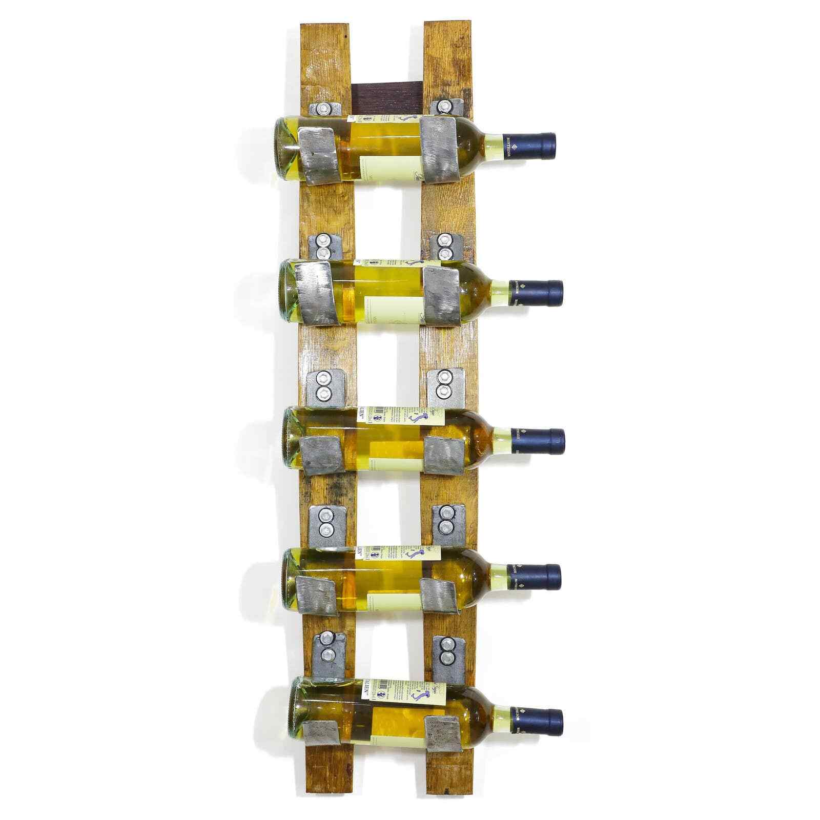 Wine Barrel Stave 5-Bottle Holder (Wine Rack - Wine Rack Wall Mount - Whiskey)
