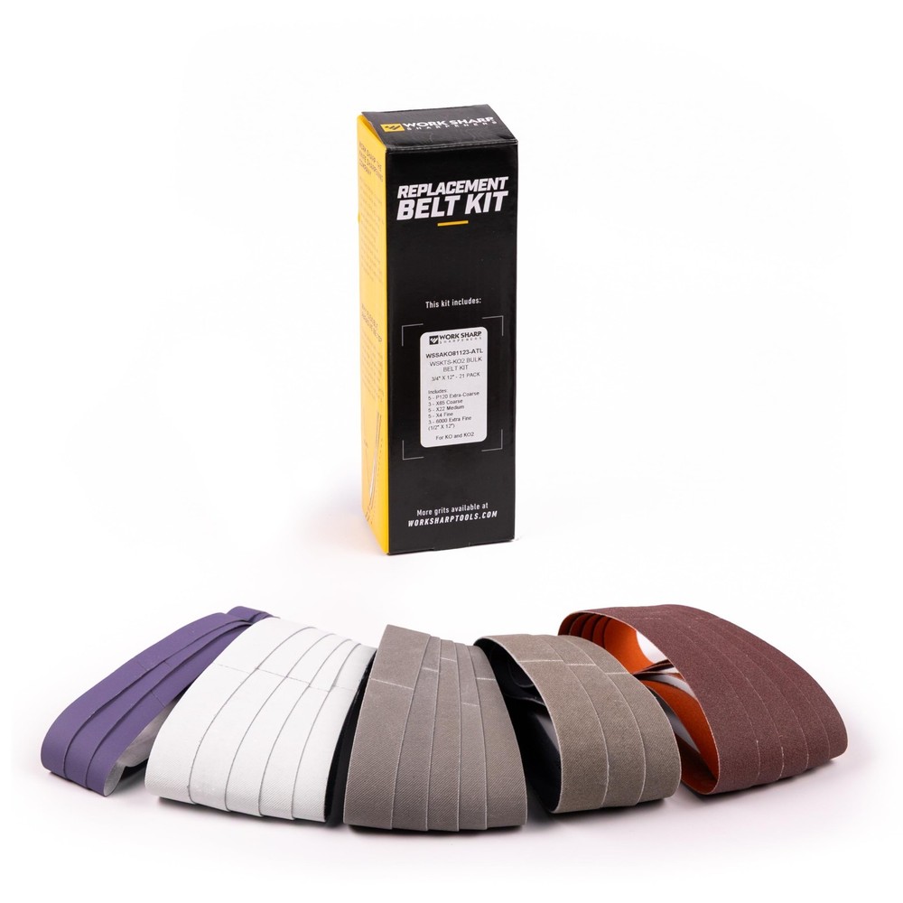 Abrasive Belt Kit for Knife Sharpening - 21 Assorted Grits, Bulk Value Pack