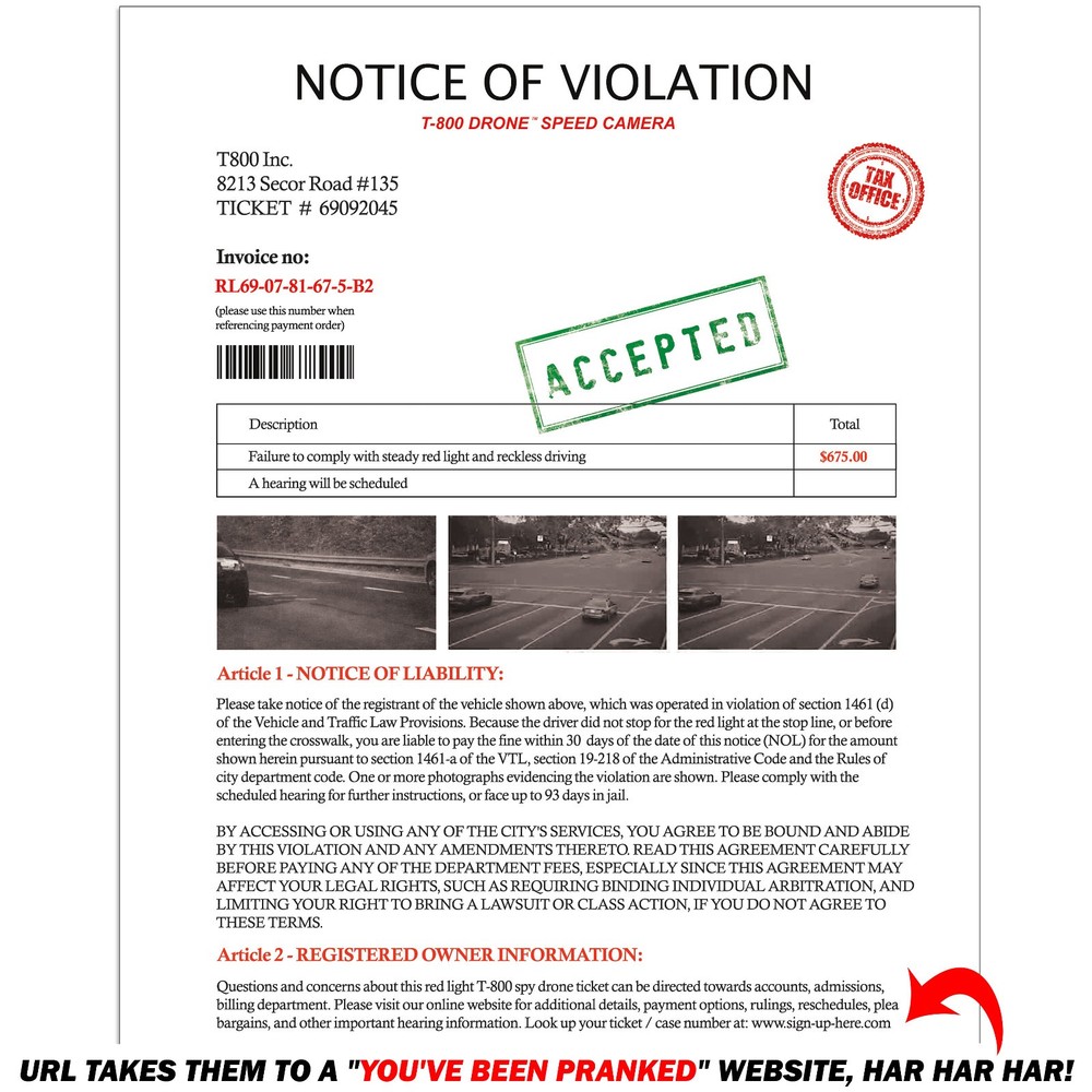 Red Light Fake Prank Mail Sent Anonymously!