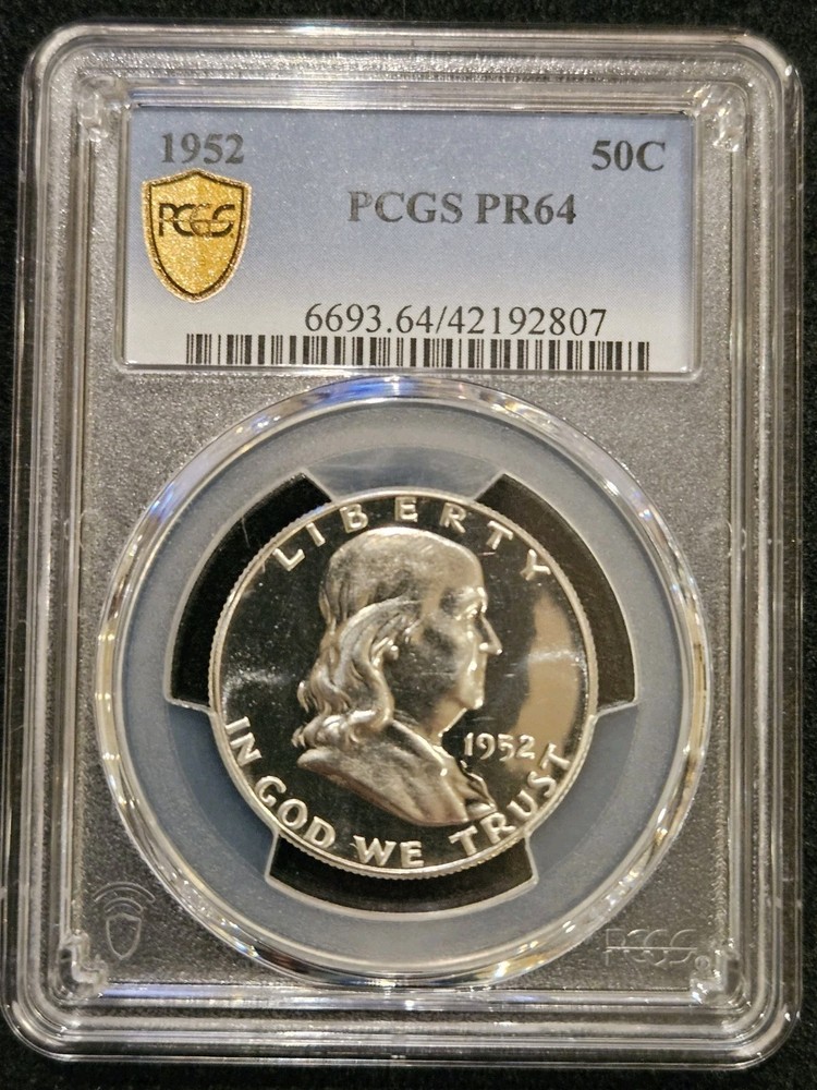 1952 Franklin Silver Proof Half Dollar ~ PCGS PR64 ~ Gold Shield Label