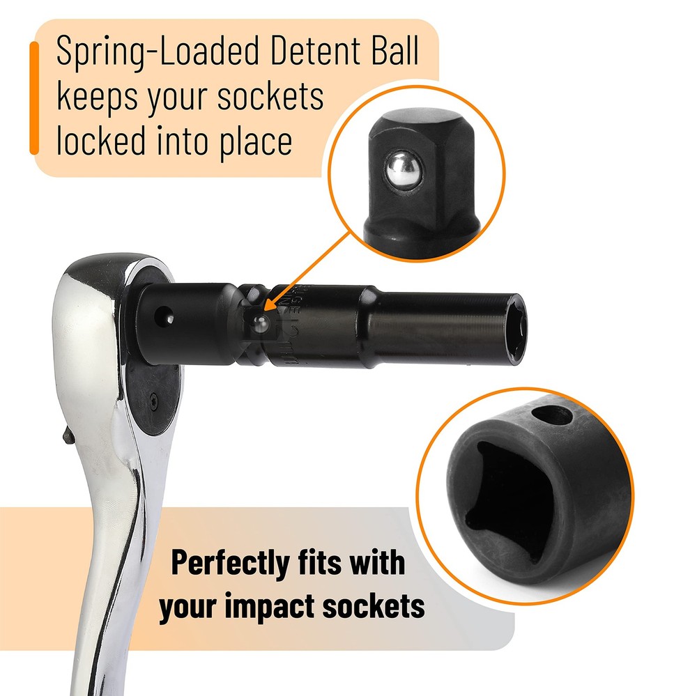 Bates- Impact Socket Adapter and Reducer Set, 4-pcs, 4 pcs, Black