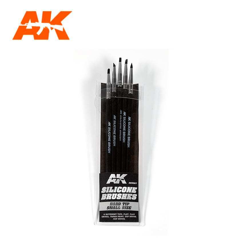 AK Interactive Silicone Brushes Hard Tip	 Small - 5Pk