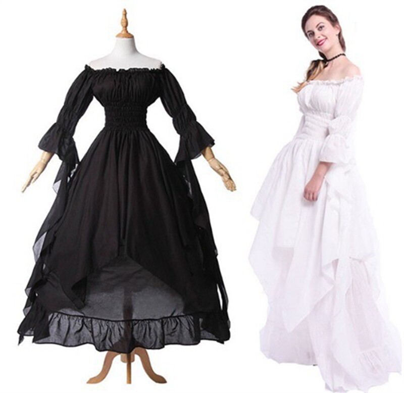 Victorian Dress Renaissance Costume Women Gothic Witch Dress Medieval Long Dress