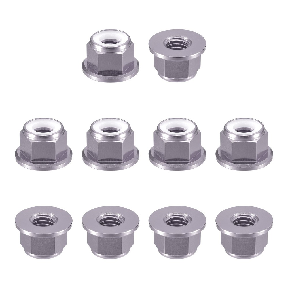 Nylon Insert Hex Lock Nuts, 10pcs - M8x1.25mm Self-Locking Nut(Titanium Gray)
