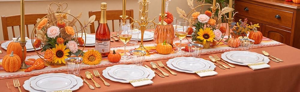 Gold Plastic Plates with Disposable Sierware - White Gold Plastic