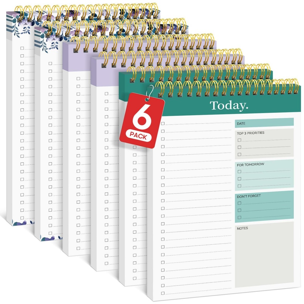 6 Pack To Do List Notepad - 52 Sheets Daily Planner for Work, Home & School, 9.8