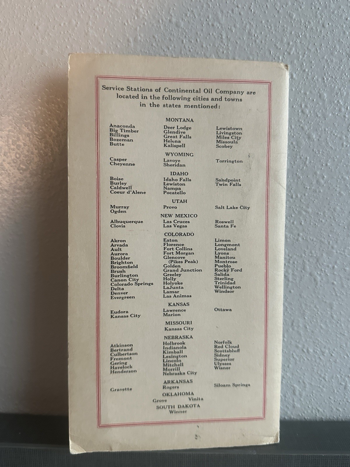 1924 Conoco Minutemen Road Map: Montana USED
