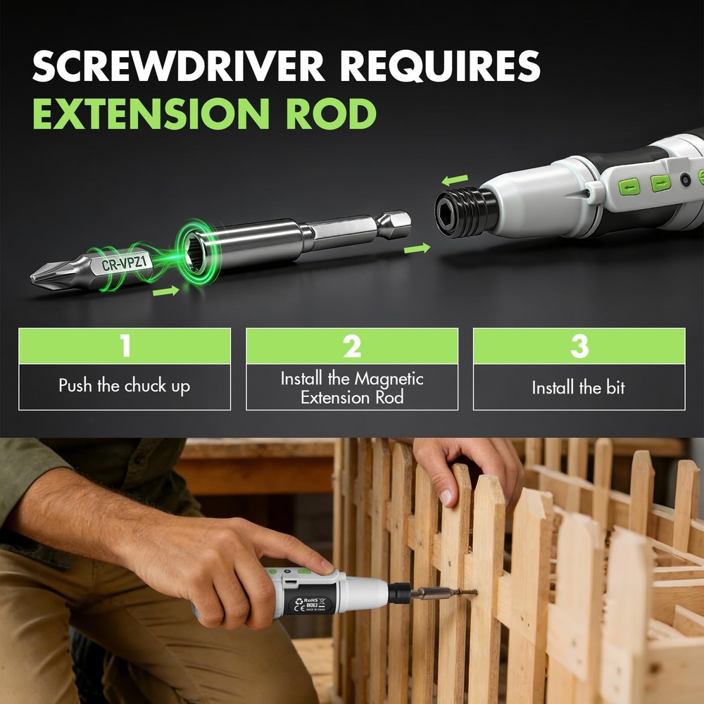 Electric Screwdriver Cordless Power Screwdrivers Set Tool Kit Torque Settings...