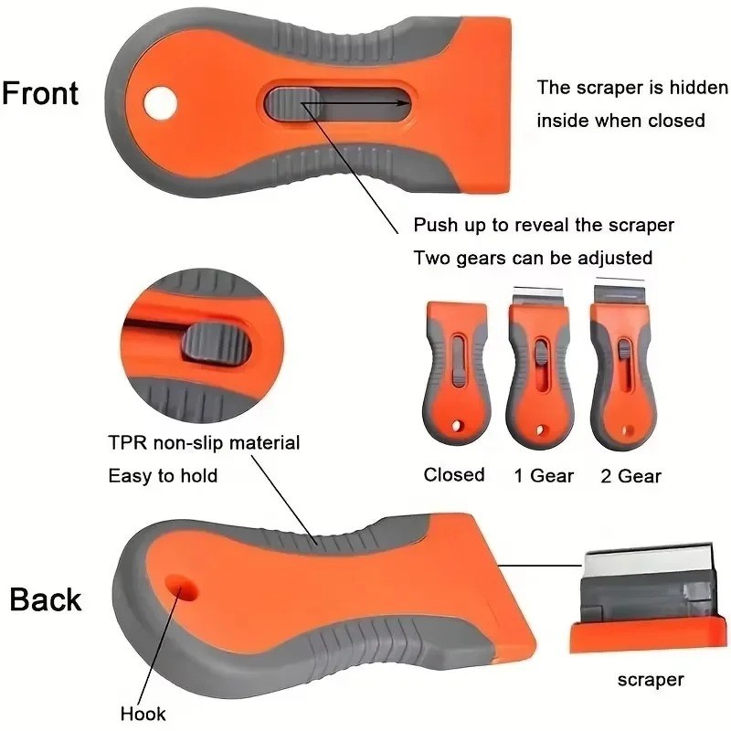Razor Scraper Tools with 10 Blades Multipurpose Removal Two Tone Cleaning Tools