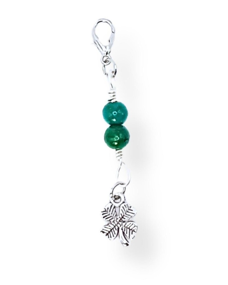 Lucky Clover Notebook Charm | Chrysocolla, Silver-Tone | Stitch Marker