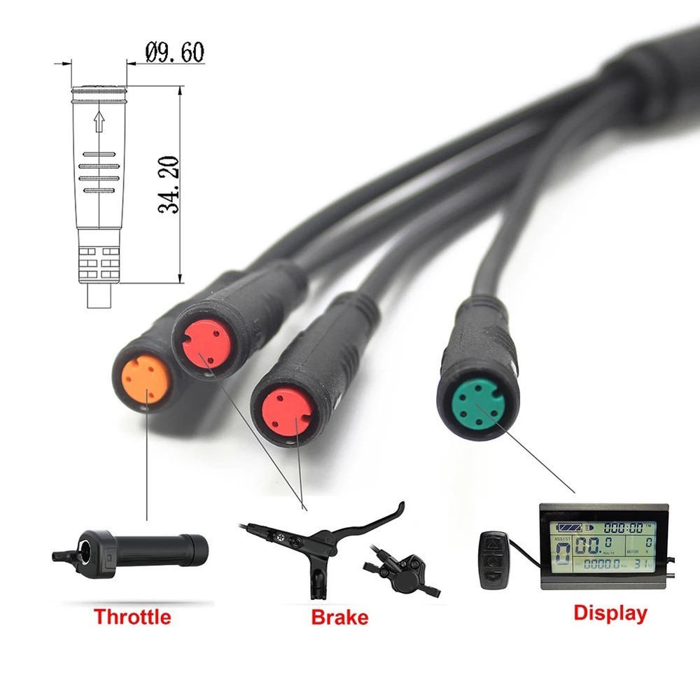 E-bike 2T4 Extension Cable 150cm 9Pin Controller Adapter Cable Waterproof Plug