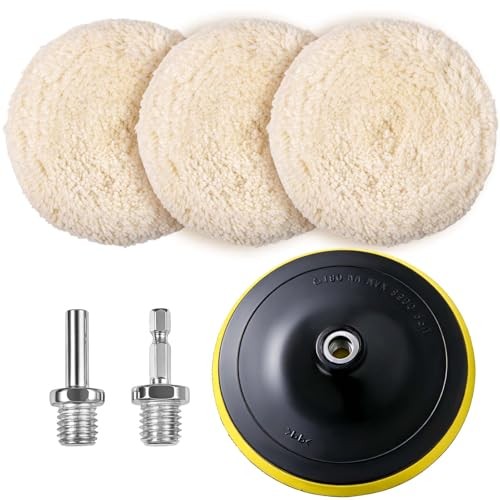7 Inch Wool Hook & Loop Grip Buffing Pads Wool Buffing Yellow & Black