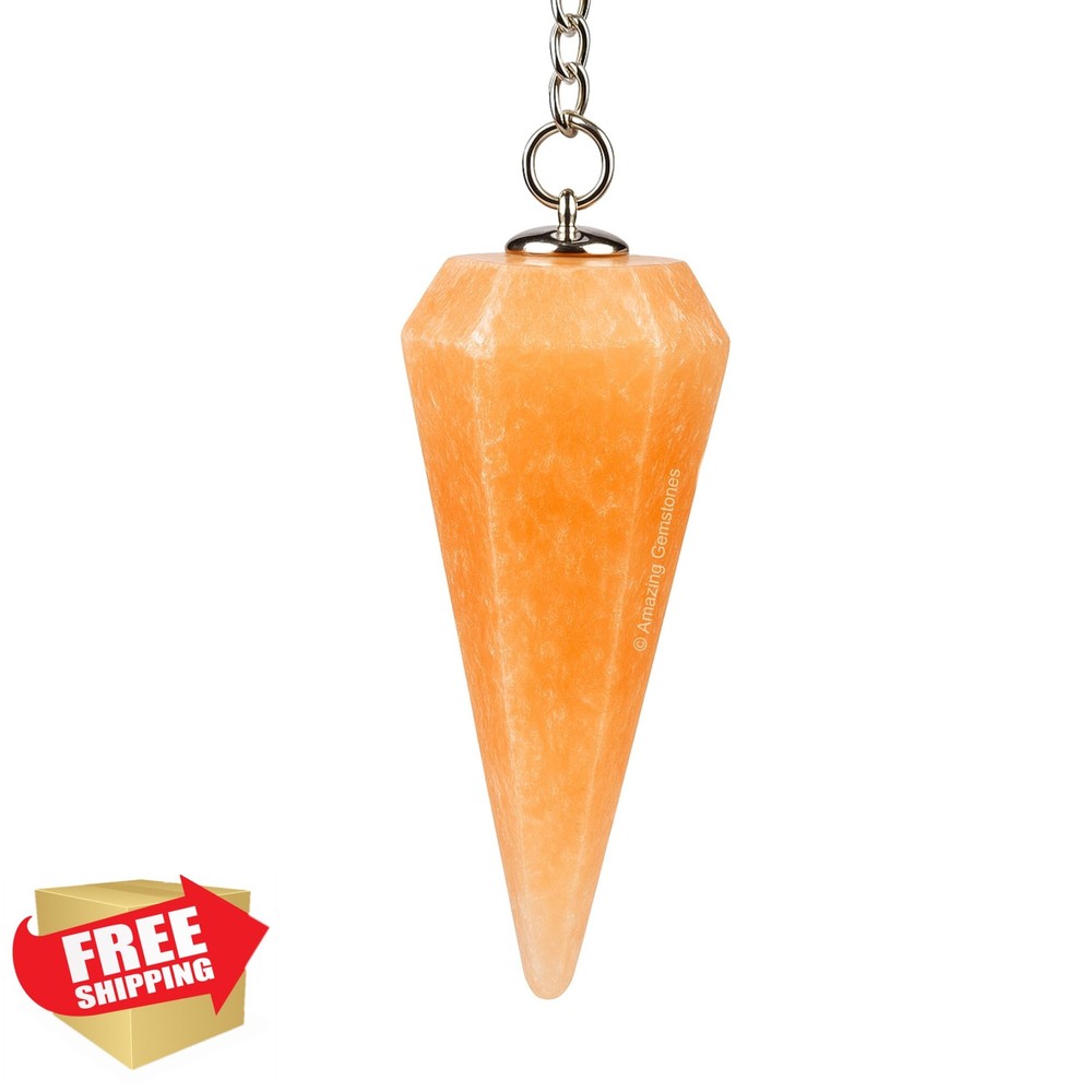 Orange Selenite Crystal Pendulum Dowsing Divination Reiki