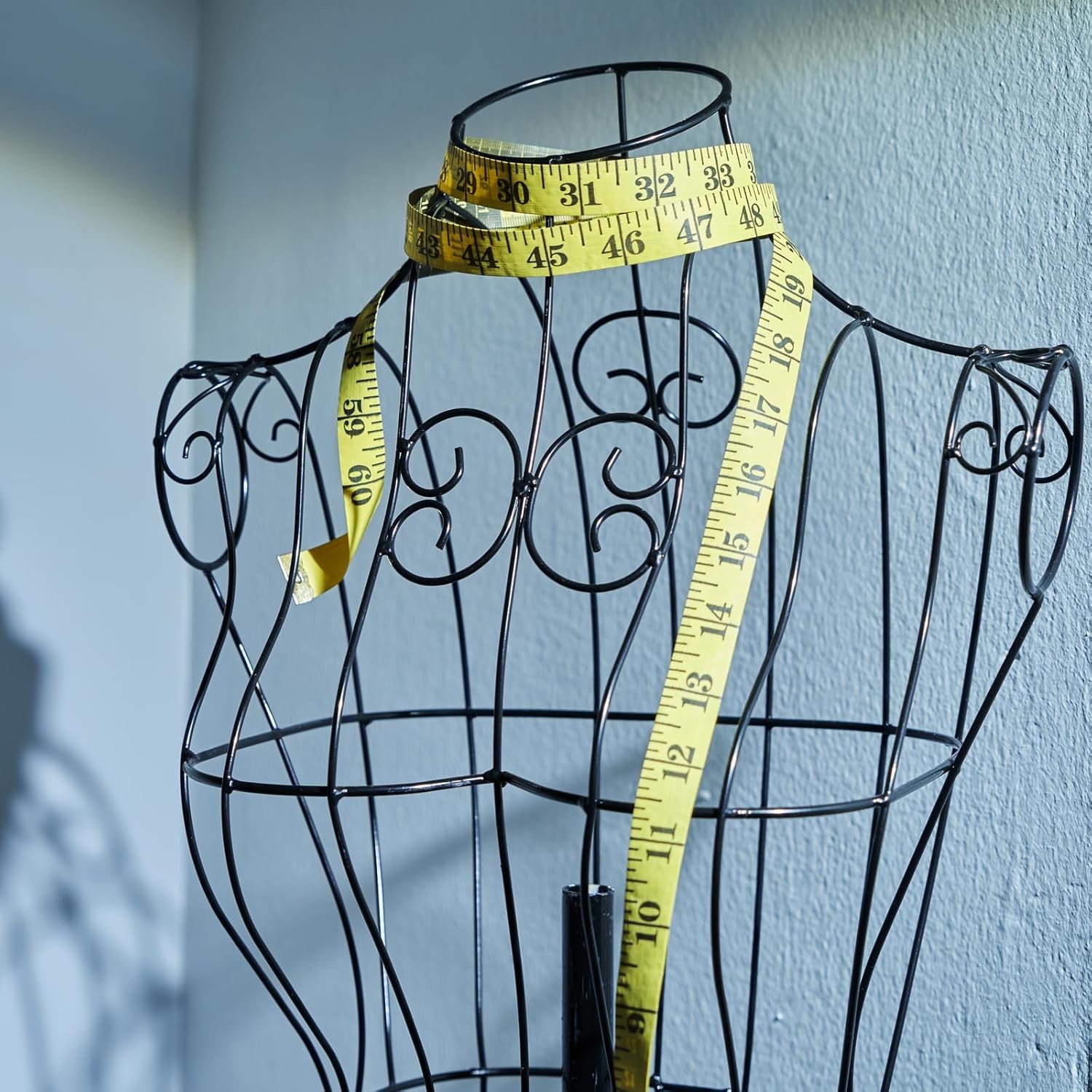 Vintage Adjustable Wire Dress Form Vintage, Black Metal Mannequin 44"-65" Height