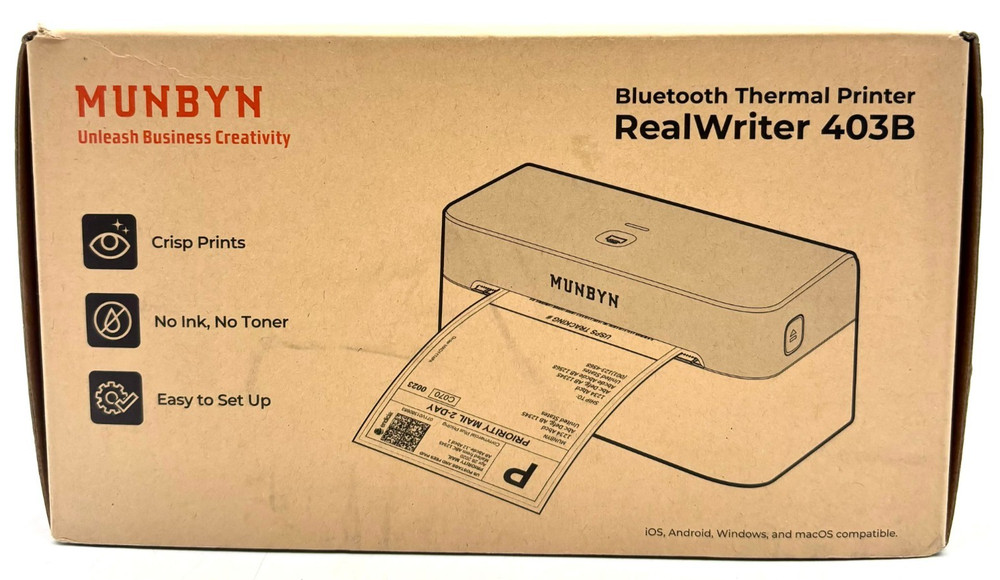 MUNBYN RealWriter 403B Bluetooth  Wireless Thermal Printer - White