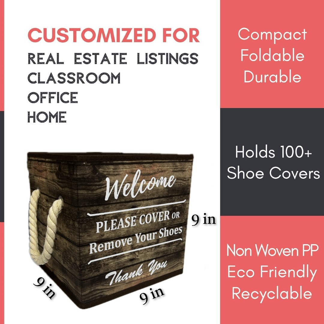 Foldable Collapsible Shoe Cover Holder Box, for Realtor Listings and Open Houses