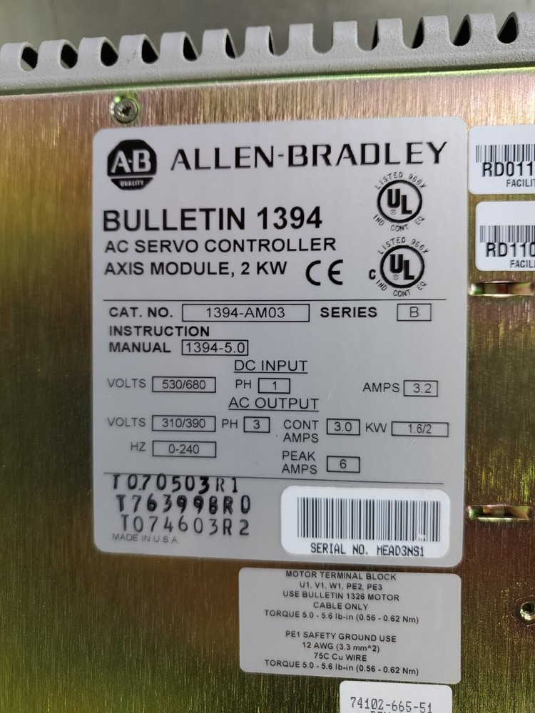 Allen Bradley 1394-AM03 SER. B AC Servo Controller. 1D