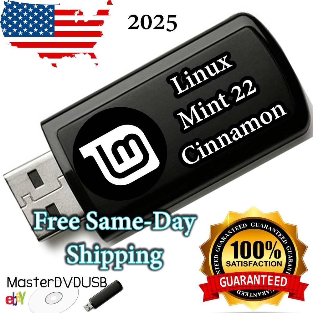 Linux Mint 22 Cinnamon 8GB USB - Stable, Fast & Secure | Free Same-Day Shipping