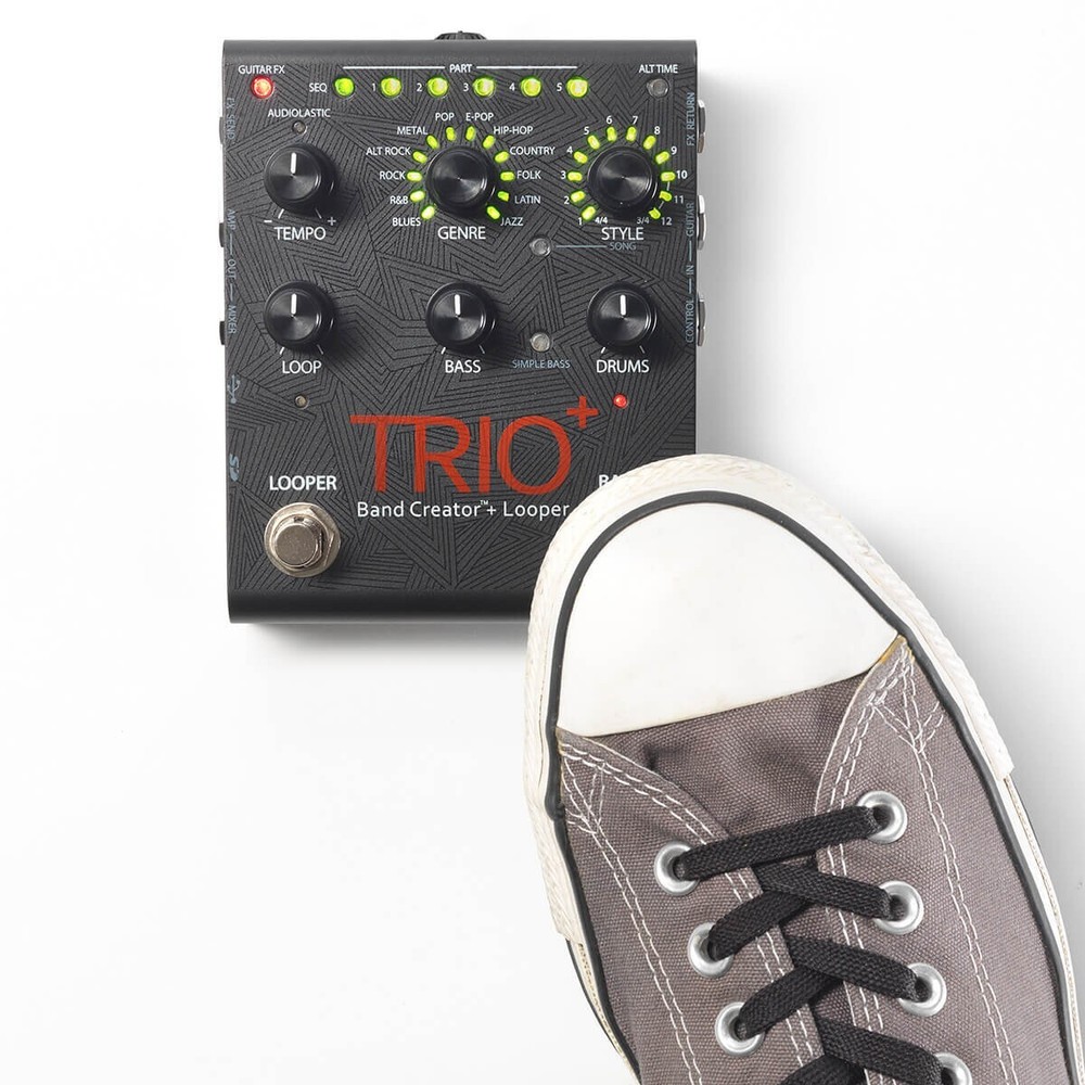 DigiTech Trio+ Band Creator Plus Looper Guitar Effects Pedal with 2 Patch Cables