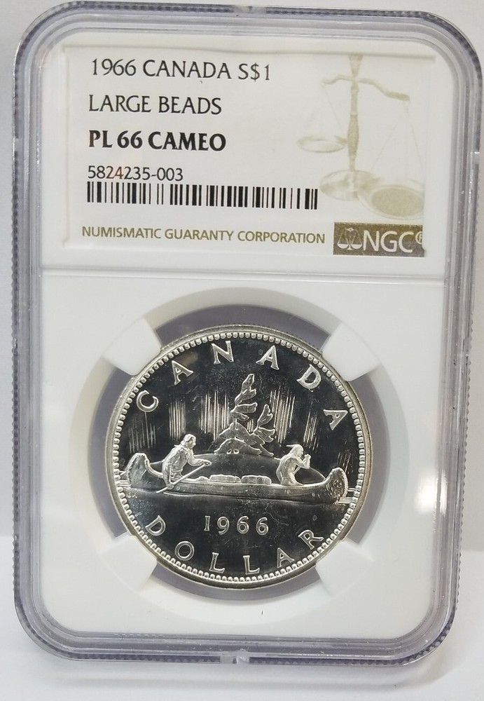 1966 Canada $1 Large Beads PL66 Cameo