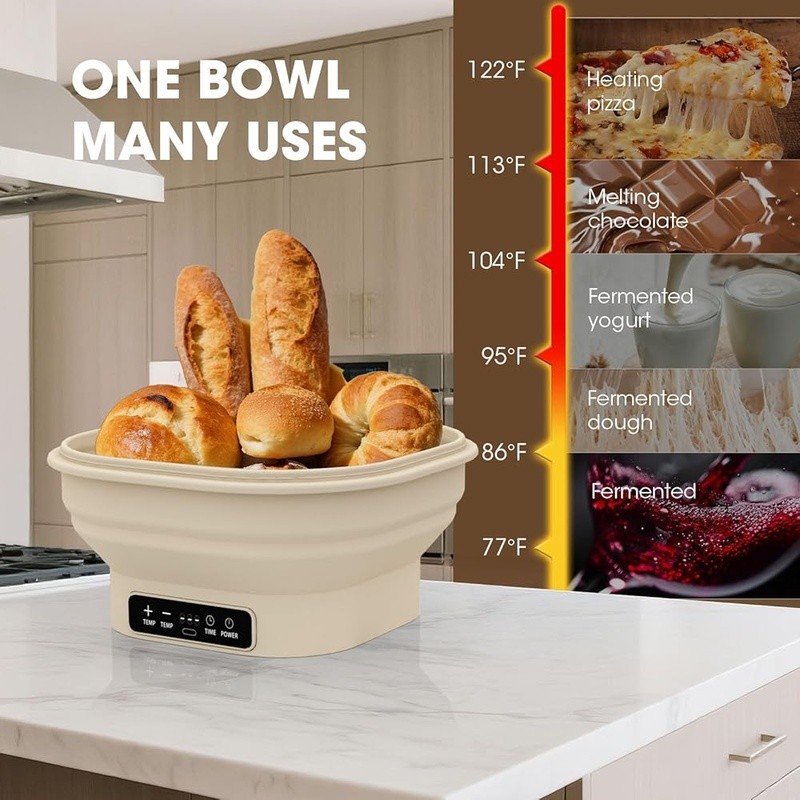 Electric Sourdough Proofing Basket W/ Temperature Control Timer Dishwasher Safe