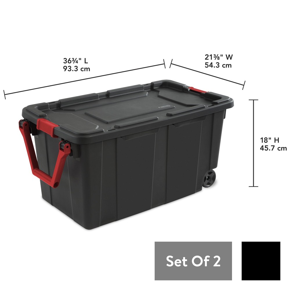 Sterilite Extra Large Storage Bin 40 Gal Wheeled Rolling Storage Container 2PK