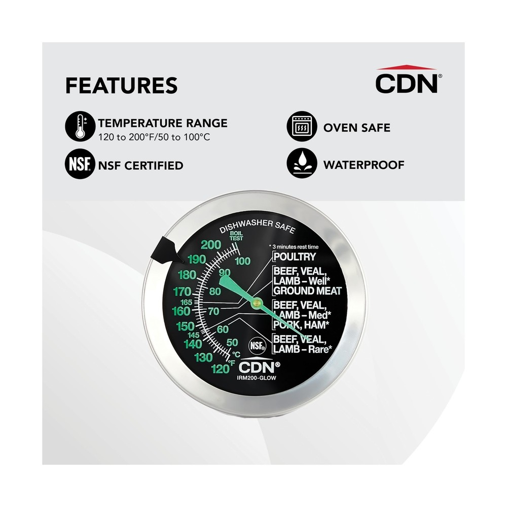 CDN Ovenproof Meat Thermometer – Glow Dial | ProAccurate® | Wat... FA