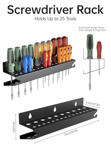 Wall Mount Hand Tool Storage Set with Magnet, Screwdriver Organizer, Pliers