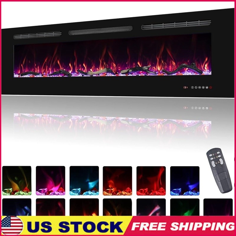 Electric Fireplace Insert Wall Mount 169 Flame Effects Remote Control Heating US