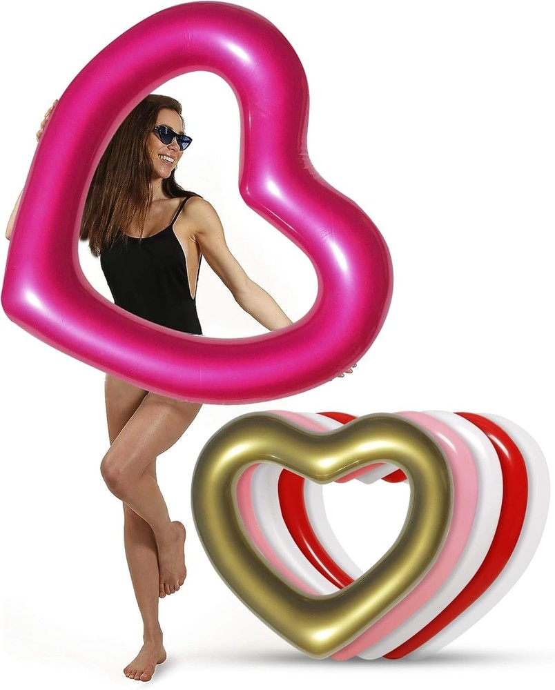 LOTELI Large Metallic Pink Heart Pool Float - 50
