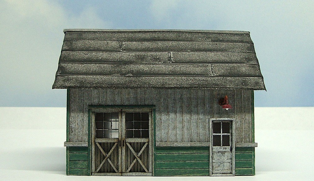 HO scale built wood model Maintenance Shed