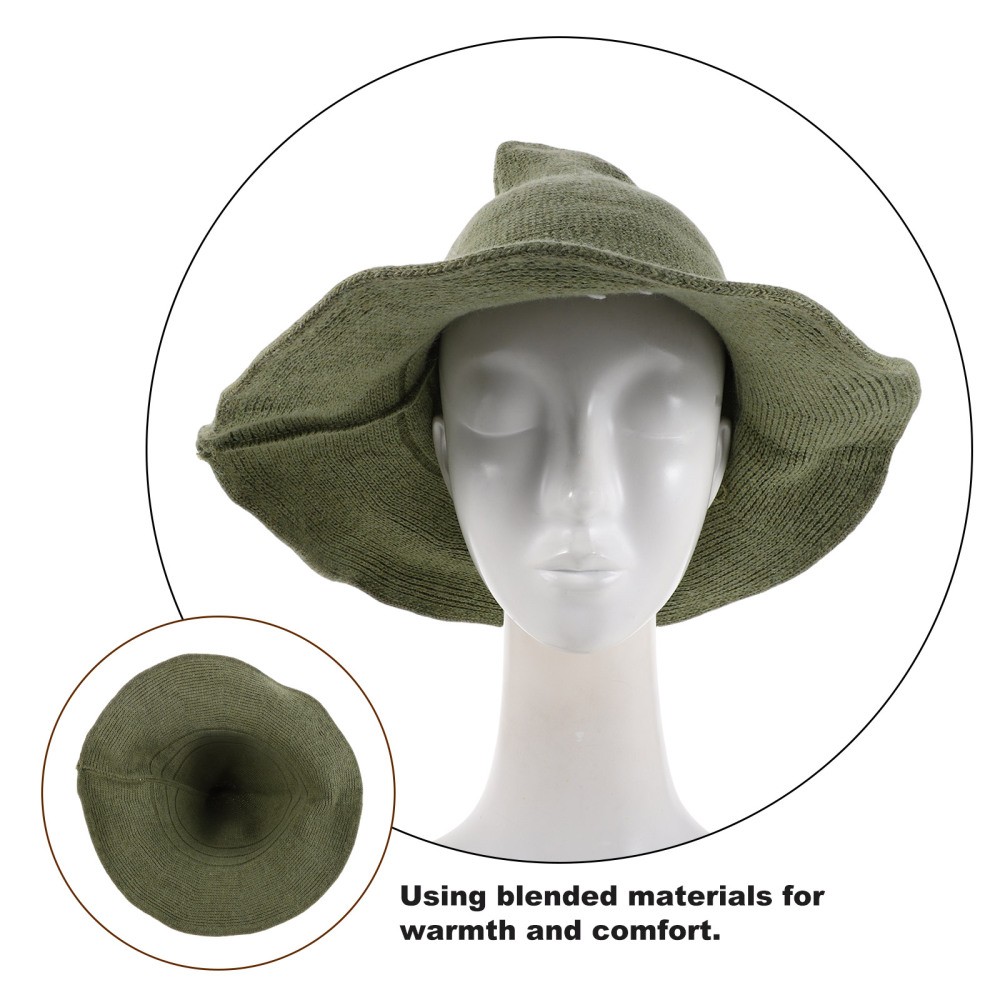 Wool Witch Hat: Wizard Sorceress Hat - Halloween Pointed Wizard Cap -