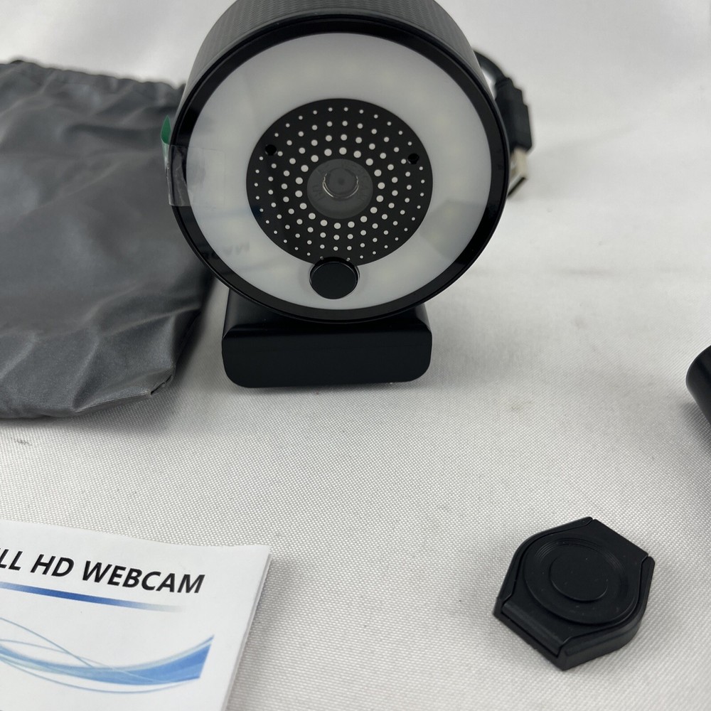 2K HD Webcam Built in Adjustable Ring Light and Microphone USB Widescreen