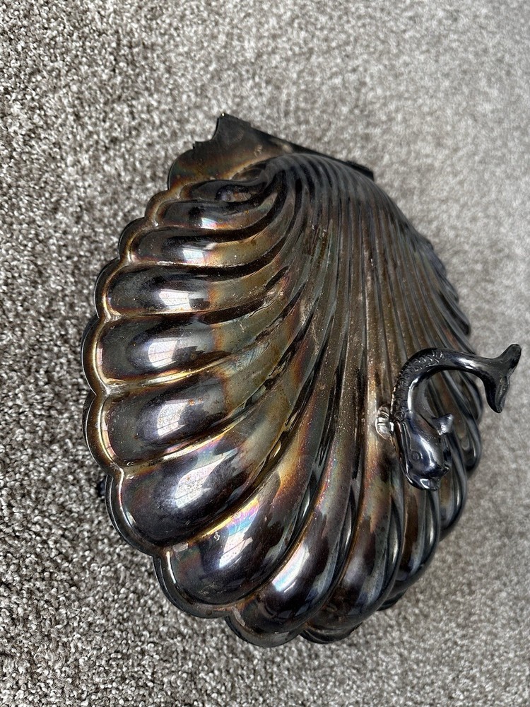 Vintage Eton Dolphin Handle Clam Shell Silver Plated Electrified BunWarmer
