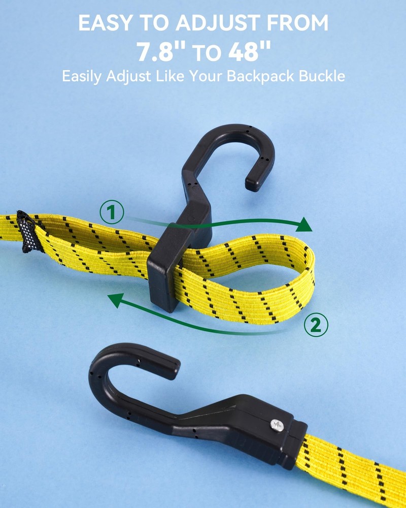 6PCS 48" Adjustable Bungee Cords Heavy Duty Straps