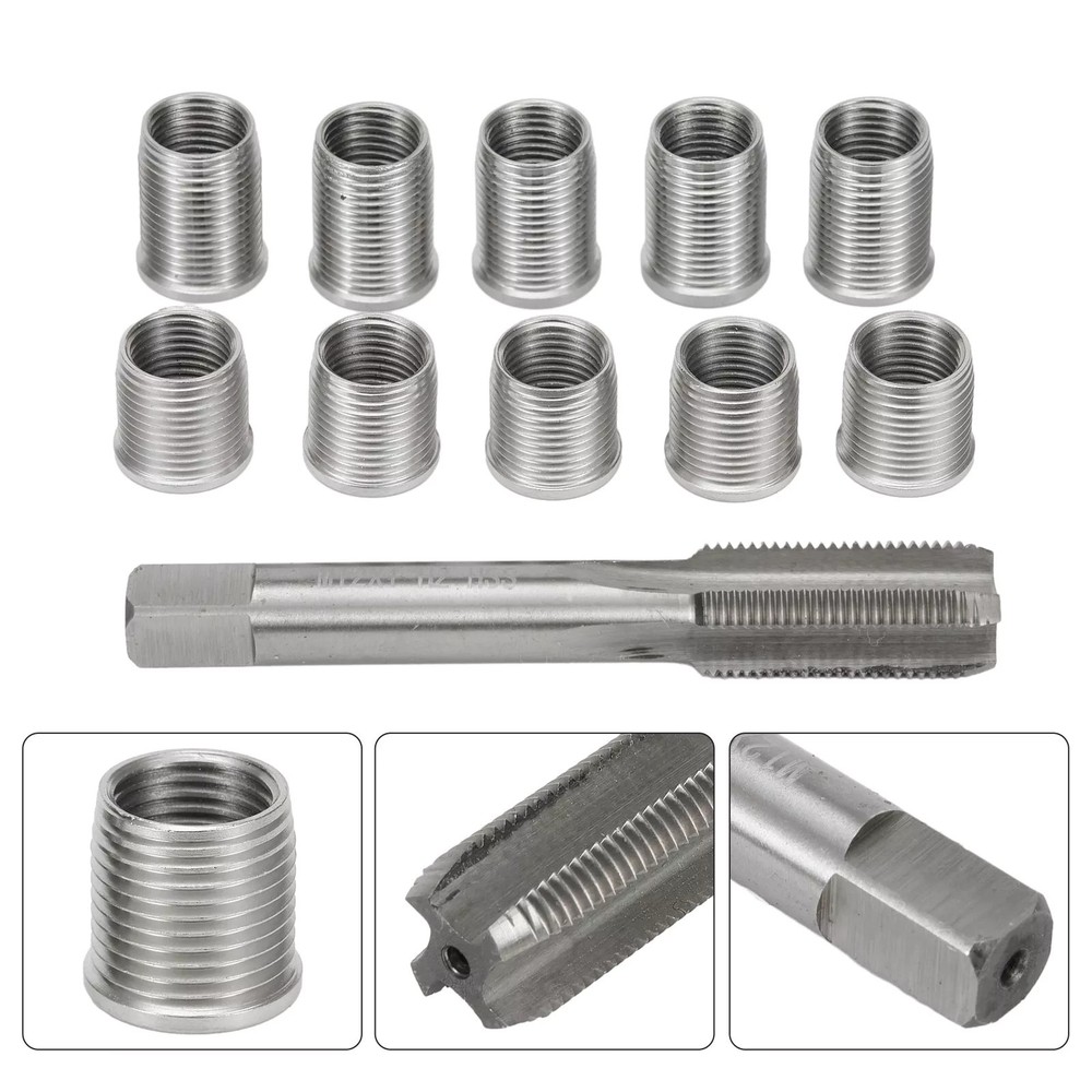 1Set Stainless Steel Spark Plug Thread Repair Tool with M10x1.0 Thread Inserts