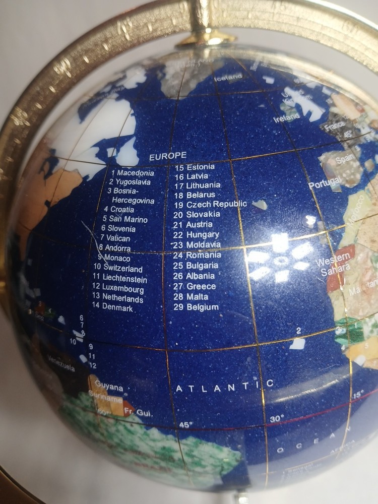 Gemstone globe Double Axis 9 Inch Tall Read Description