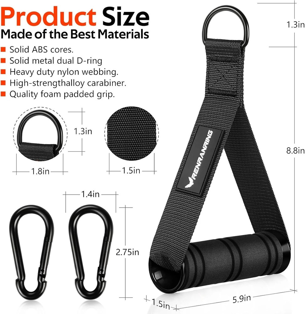 RENRANRING Gym Exercise Handles, Replacement Handle Attachments for Cable Machin