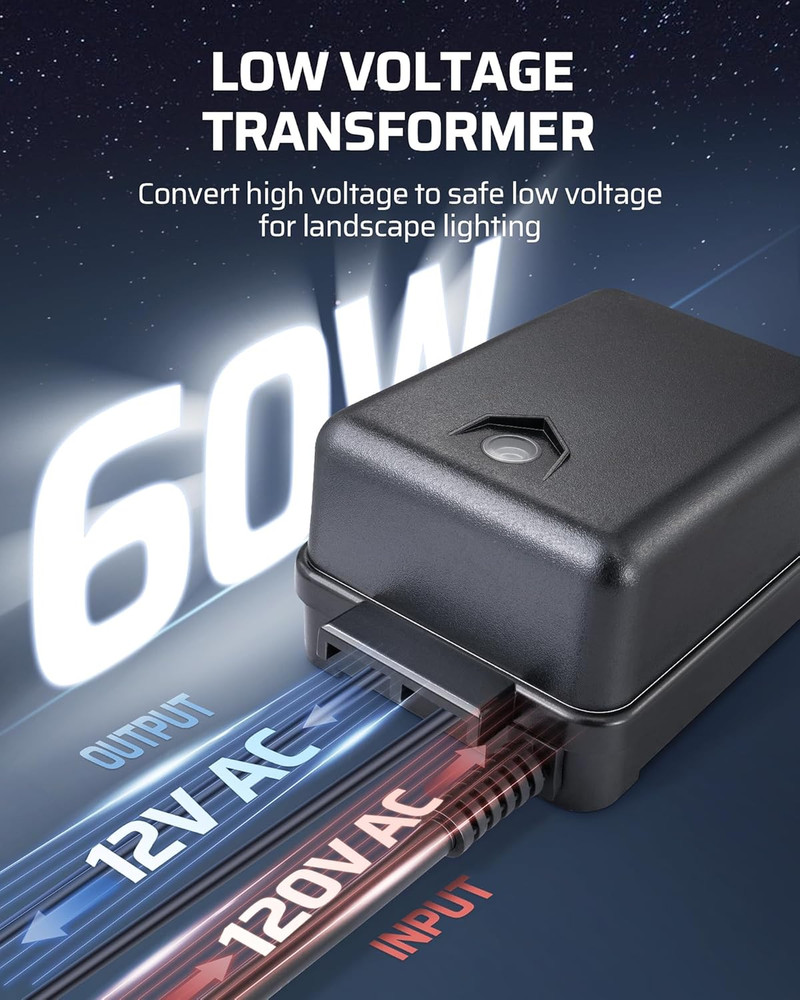 60W Low Voltage Landscape Transformer with Photocell Sensor, Low Voltage Transfo