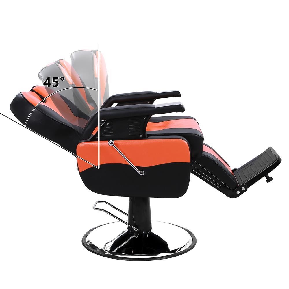All Purpose Hydraulic Recline Barber Chair Salon Beauty Equipment Black+ Orange