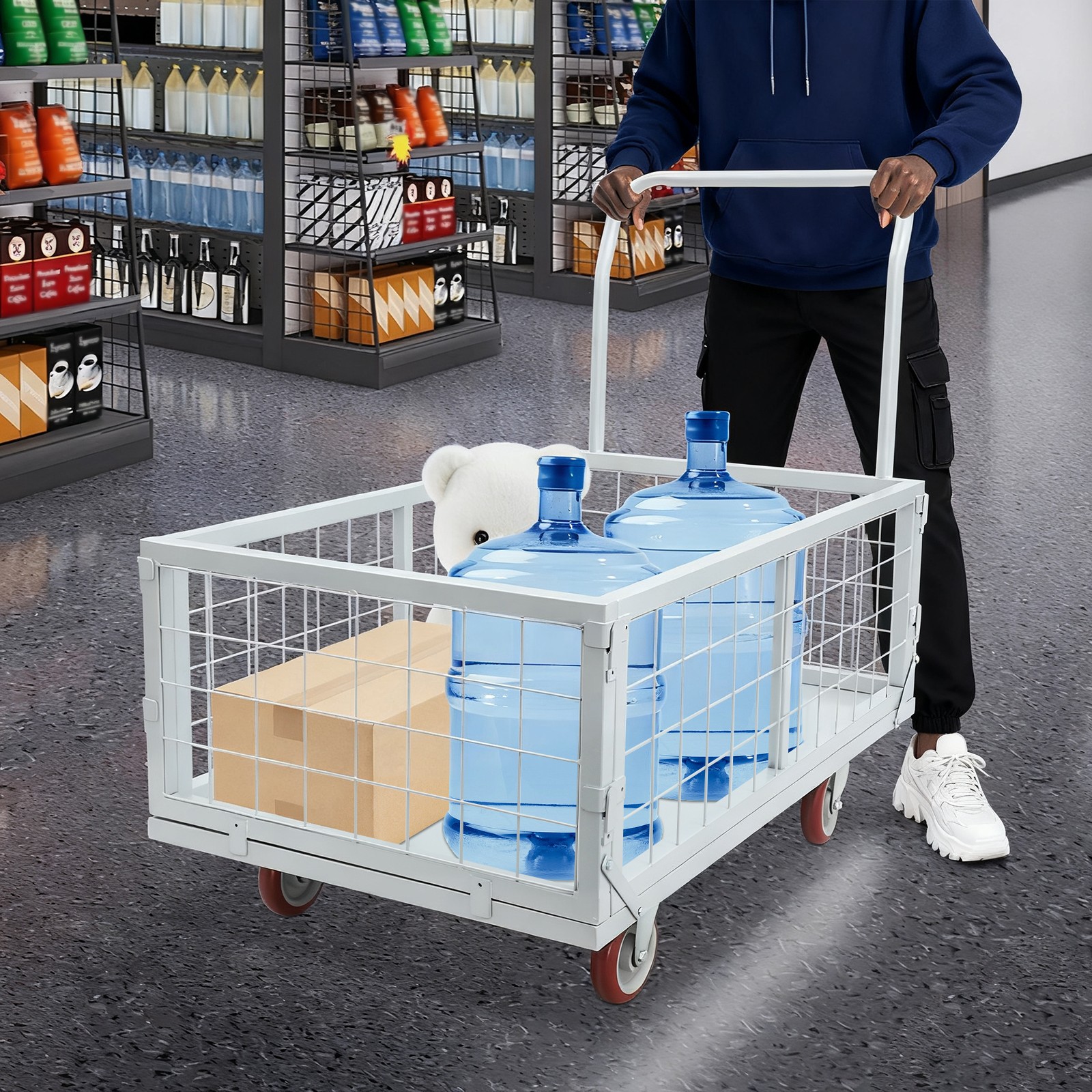 Platform Truck Cart Load 2200 lbs Metal 4-in-1 Heavy Duty Platform Push Cart NEW